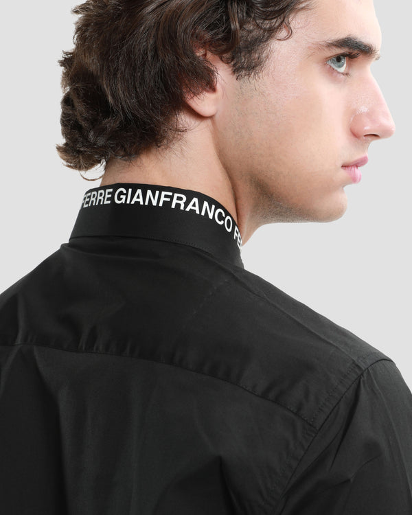 Gianfranco Ferre Brand Printed Collar Shirt Black