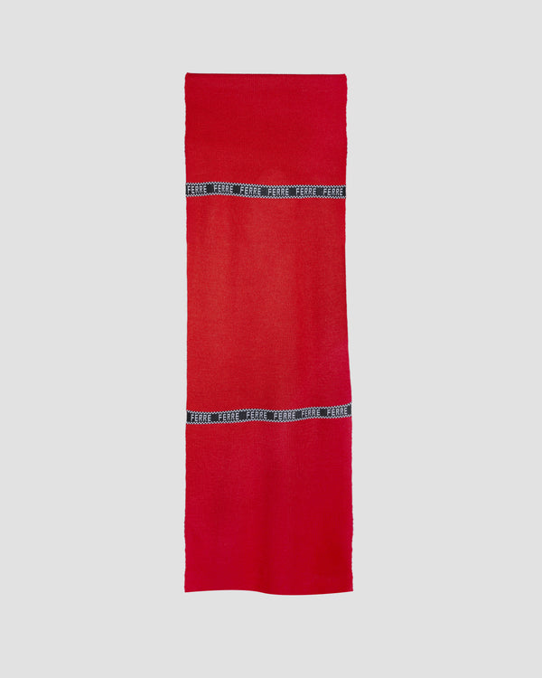 gianfranco ferre Brand Tape Scarf Red