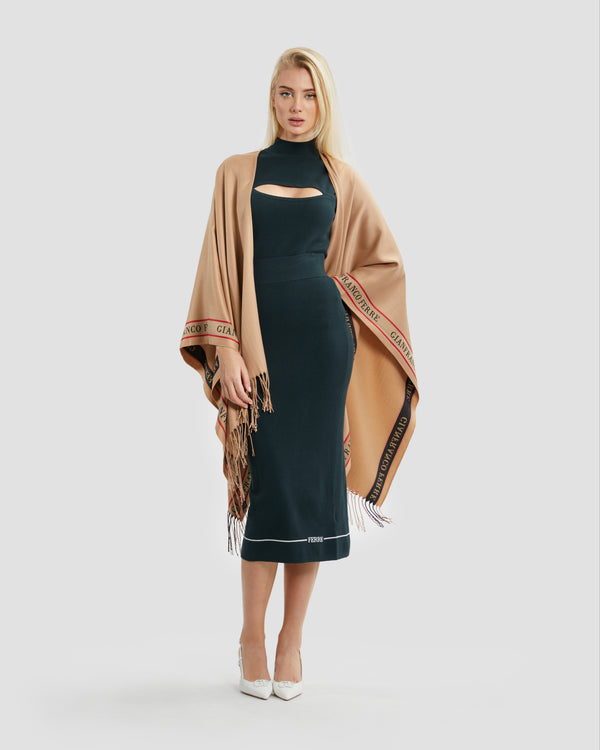 gianfranco ferre Brand Taper Poncho Camel