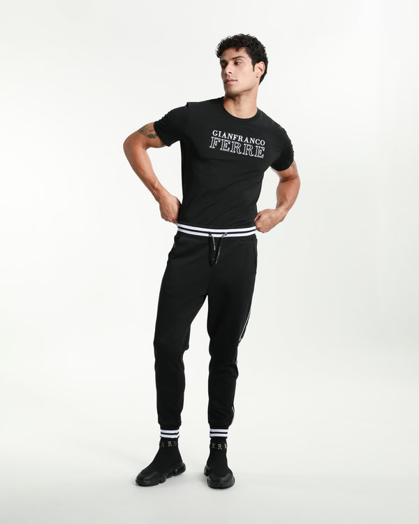 Gianfranco Ferre Brand Tapered Track Pants Black