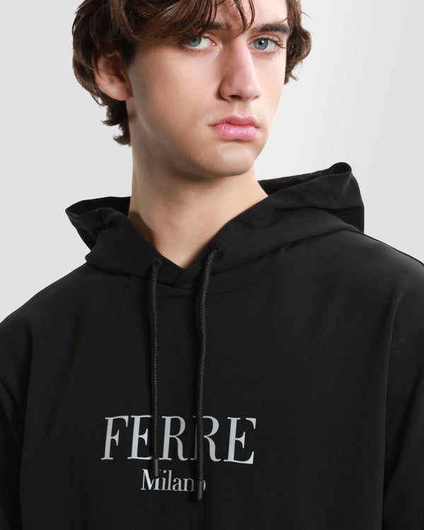 Gianfranco Ferre Branding Printed Hoodie Black