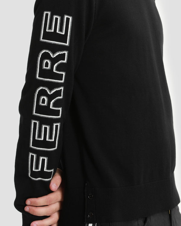 Gianfranco Ferre Buttoned Side Hem Sweater Black