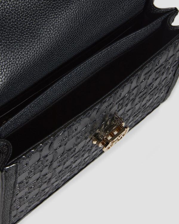 Gianfranco Ferre Charm Leather Shoulder Bag Black