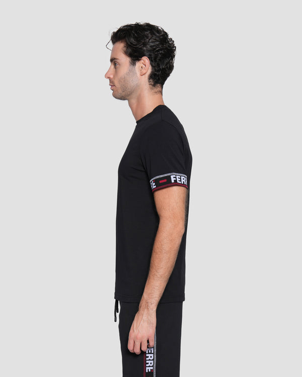 Gianfranco Ferre Contrast Logo Tape T-Shirt Black