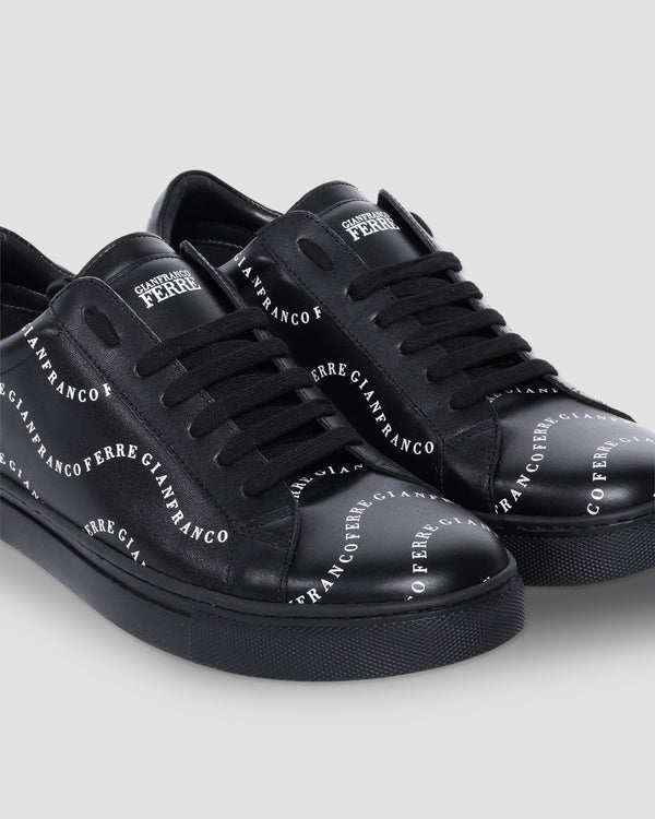 Gianfranco Ferre Curvy Brand Print Sneakers Black