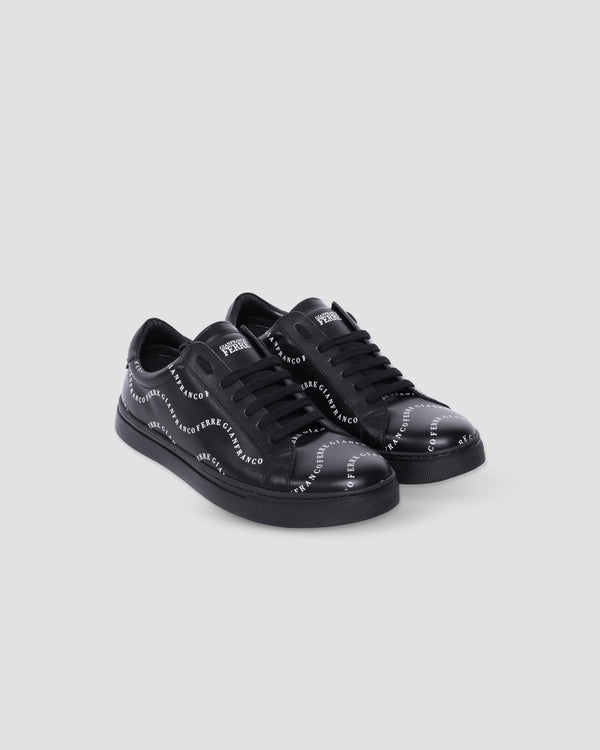 Gianfranco Ferre Curvy Brand Print Sneakers Black