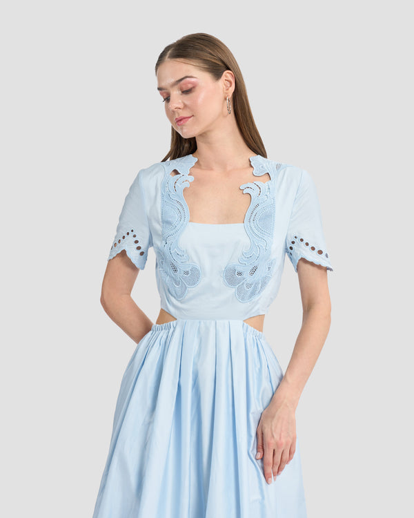 Gianfranco Ferre Cut-Out Sides Midi Dress Blue