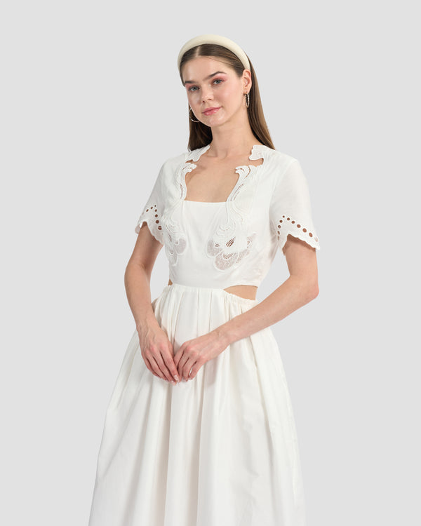 Gianfranco Ferre Cut-Out Sides Midi Dress White