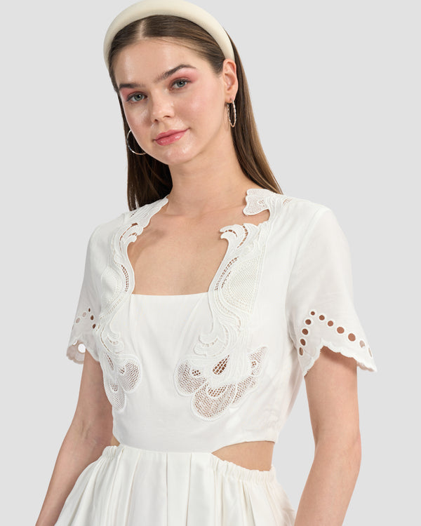 Gianfranco Ferre Cut-Out Sides Midi Dress White