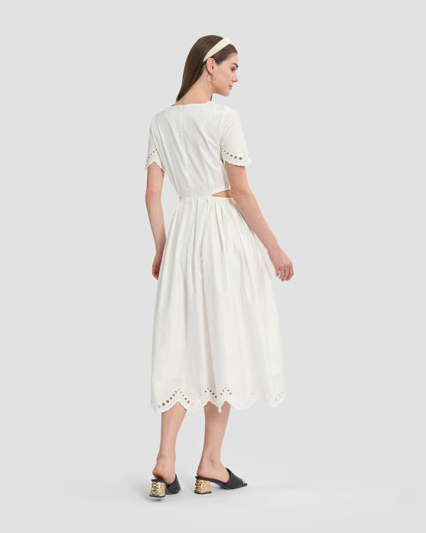 Gianfranco Ferre Cut-Out Sides Midi Dress White