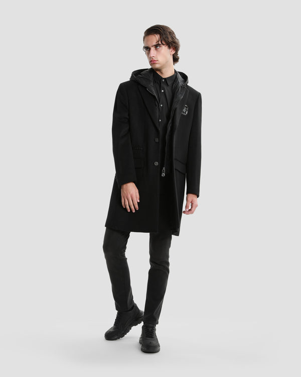 Gianfranco Ferre Detachable Hooded Coat Black