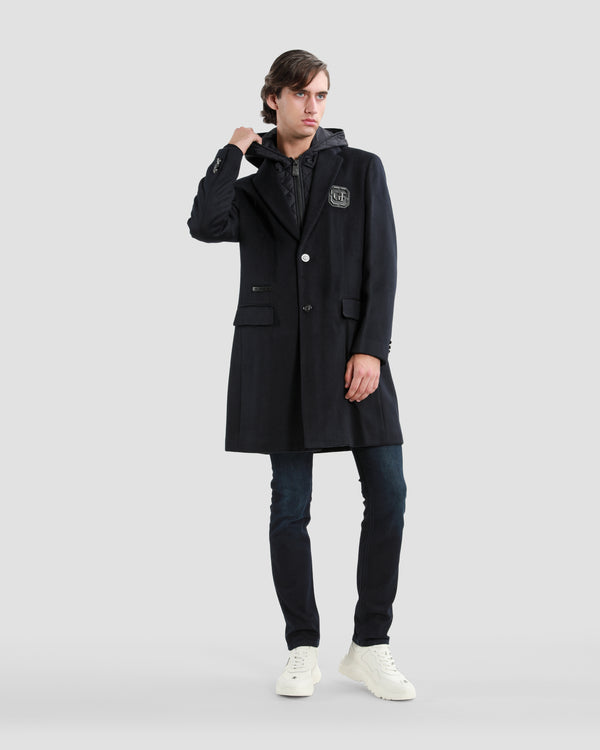 Gianfranco Ferre Detachable Hooded Coat Navy