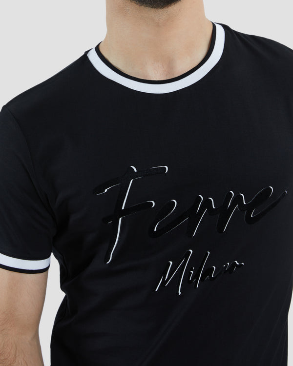 Gianfranco Ferre Double Flock Print T-Shirt Black