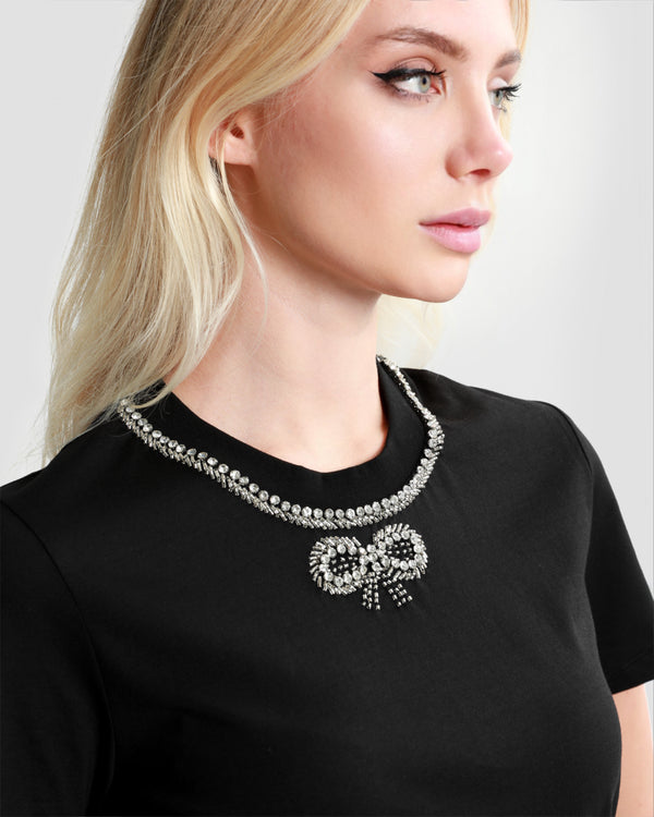 Gianfranco Ferre Embellished Black T-Shirt Black