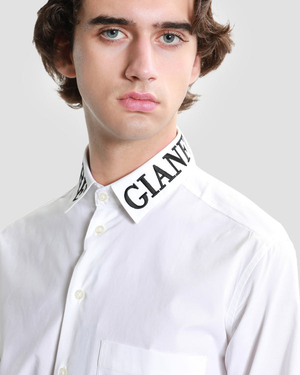 Gianfranco Ferre Embroidered Collar Shirt White
