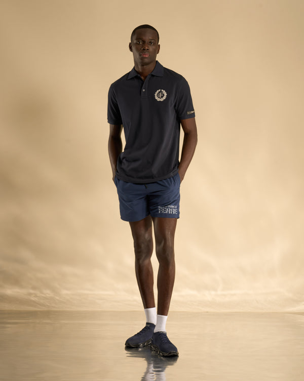 Gianfranco Ferre Embroidered Crest Polo Shirt Navy