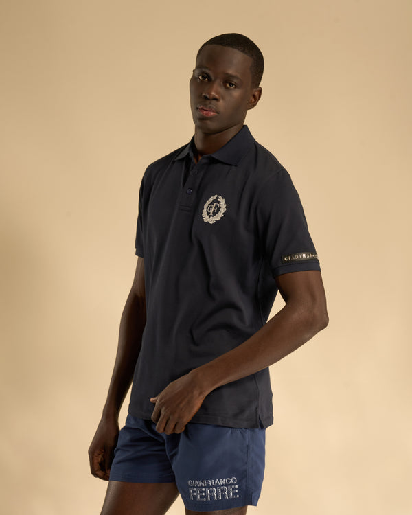 gianfranco ferre Embroidered Crest Polo Shirt Navy