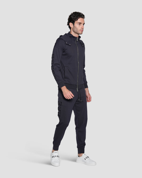 Gianfranco Ferre Embroidered Hoodie Jacket Navy