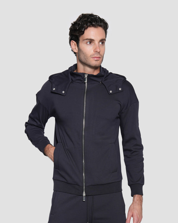 Gianfranco Ferre Embroidered Hoodie Jacket Navy