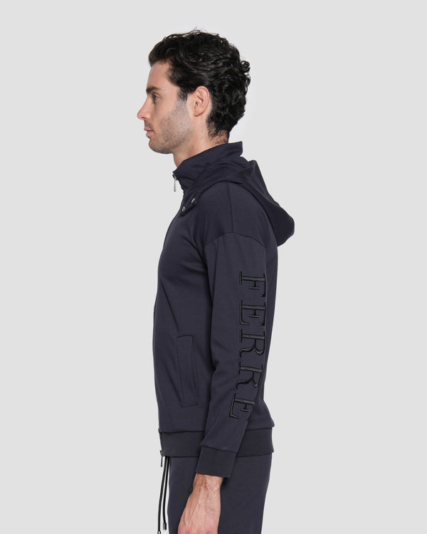 Gianfranco Ferre Embroidered Hoodie Jacket Navy