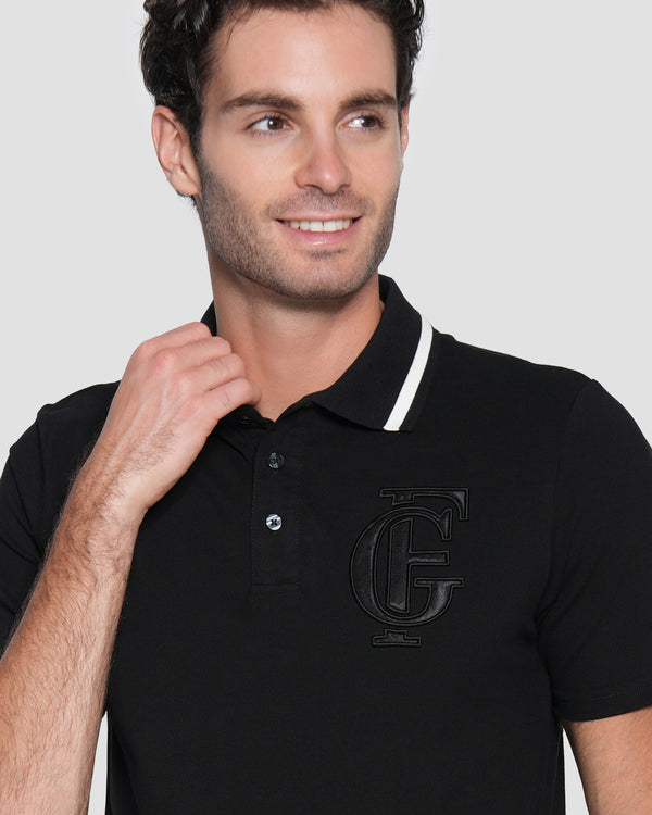 Gianfranco Ferre Embroidered Logo Polo Shirt Black
