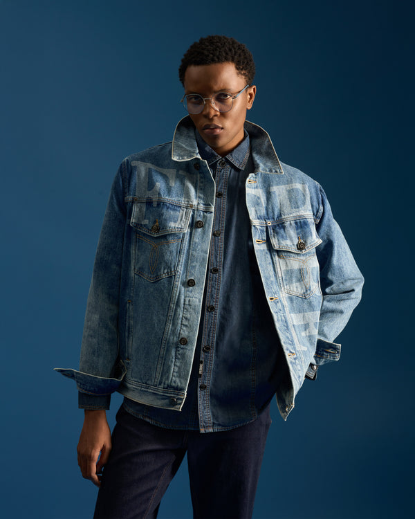 gianfranco ferre Ferre Printed Denim Jacket Blue