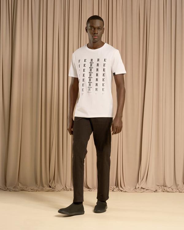 Gianfranco Ferre Flock Print Cotton T-Shirt White