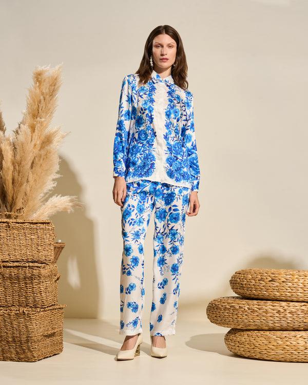 Gianfranco Ferre Floral Button-Down Shirt Blue
