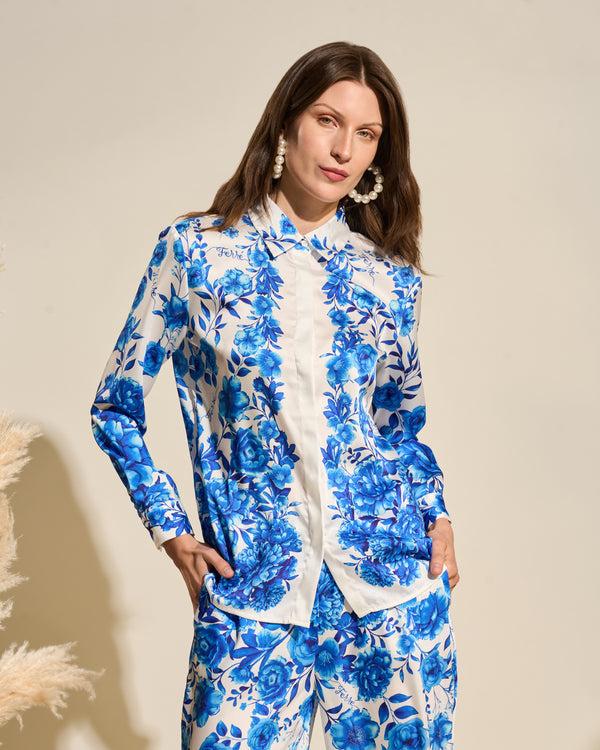 gianfranco ferre Floral Button-Down Shirt Blue