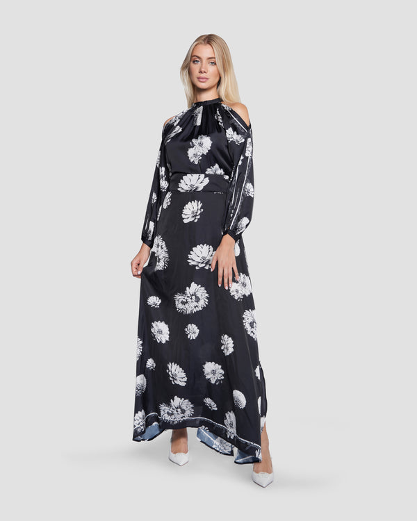 gianfranco ferre Floral Cut-Out Maxi Dress Black