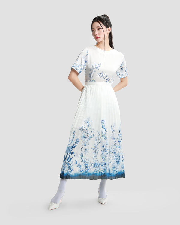 Gianfranco Ferre Floral Midi Skirt Blue