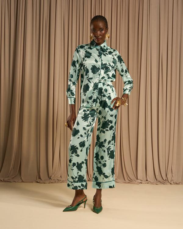 Gianfranco Ferre Floral Printed Pants Green