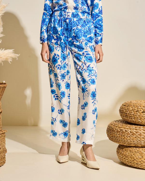 gianfranco ferre Floral Straight-Leg Pants Blue