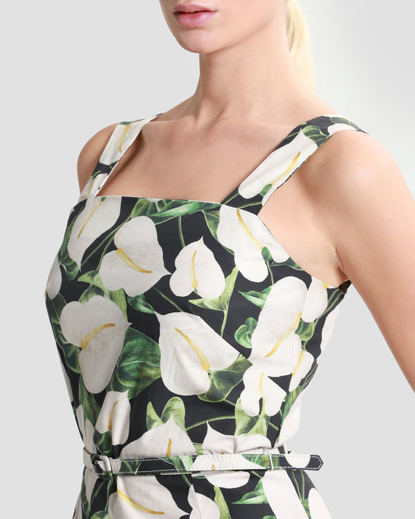 Gianfranco Ferre Floral-Tiered Midi Dress Green