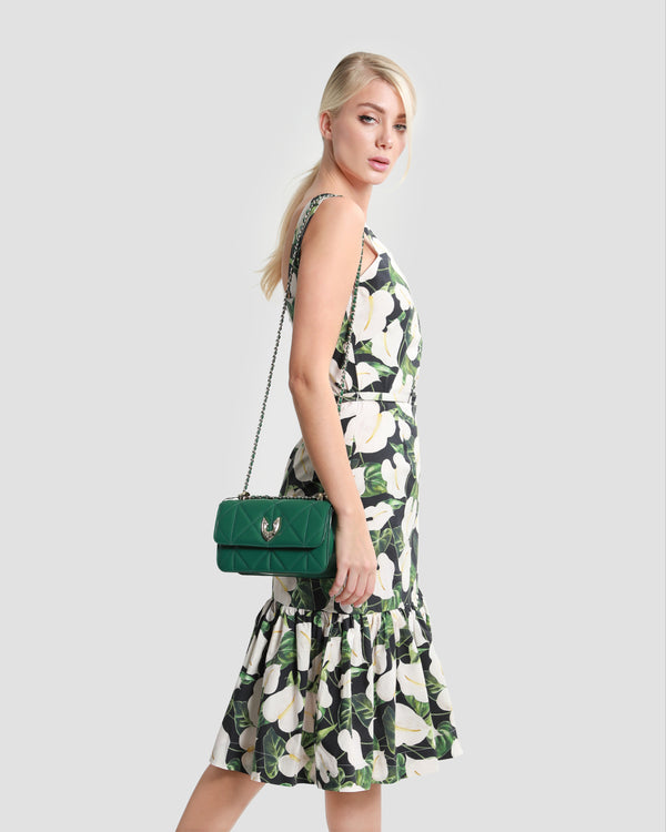 Gianfranco Ferre Floral-Tiered Midi Dress Green