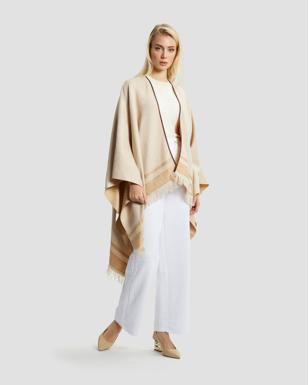 gianfranco ferre Fringed Monochrome Poncho Beige
