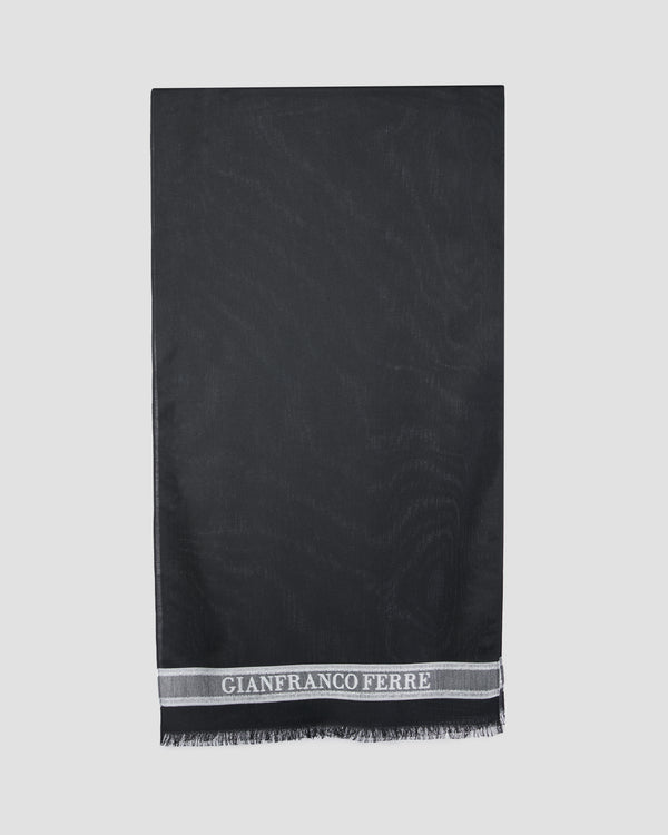 gianfranco ferre Fringed Monogram Tape Scarf Black