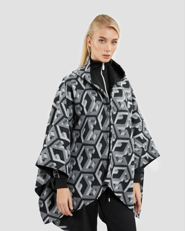 Gianfranco Ferre Geometric Monogram Poncho Grey