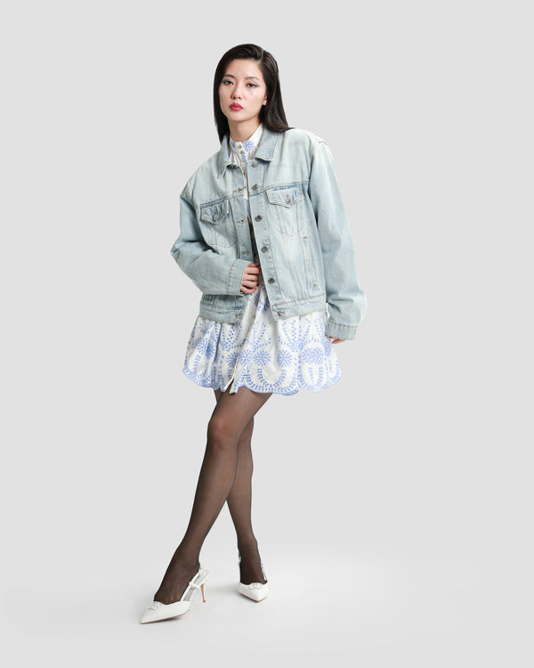 Gianfranco Ferre GF Floral Logo Denim Jacket Blue