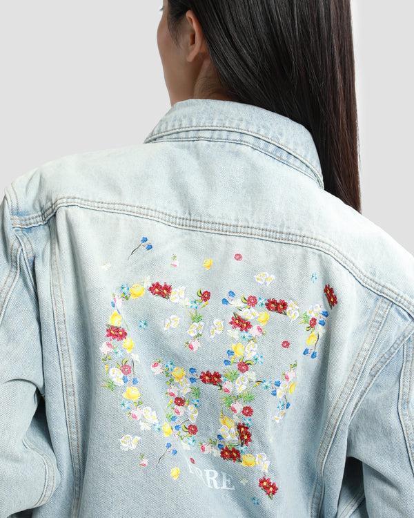 Gianfranco Ferre GF Floral Logo Denim Jacket Blue
