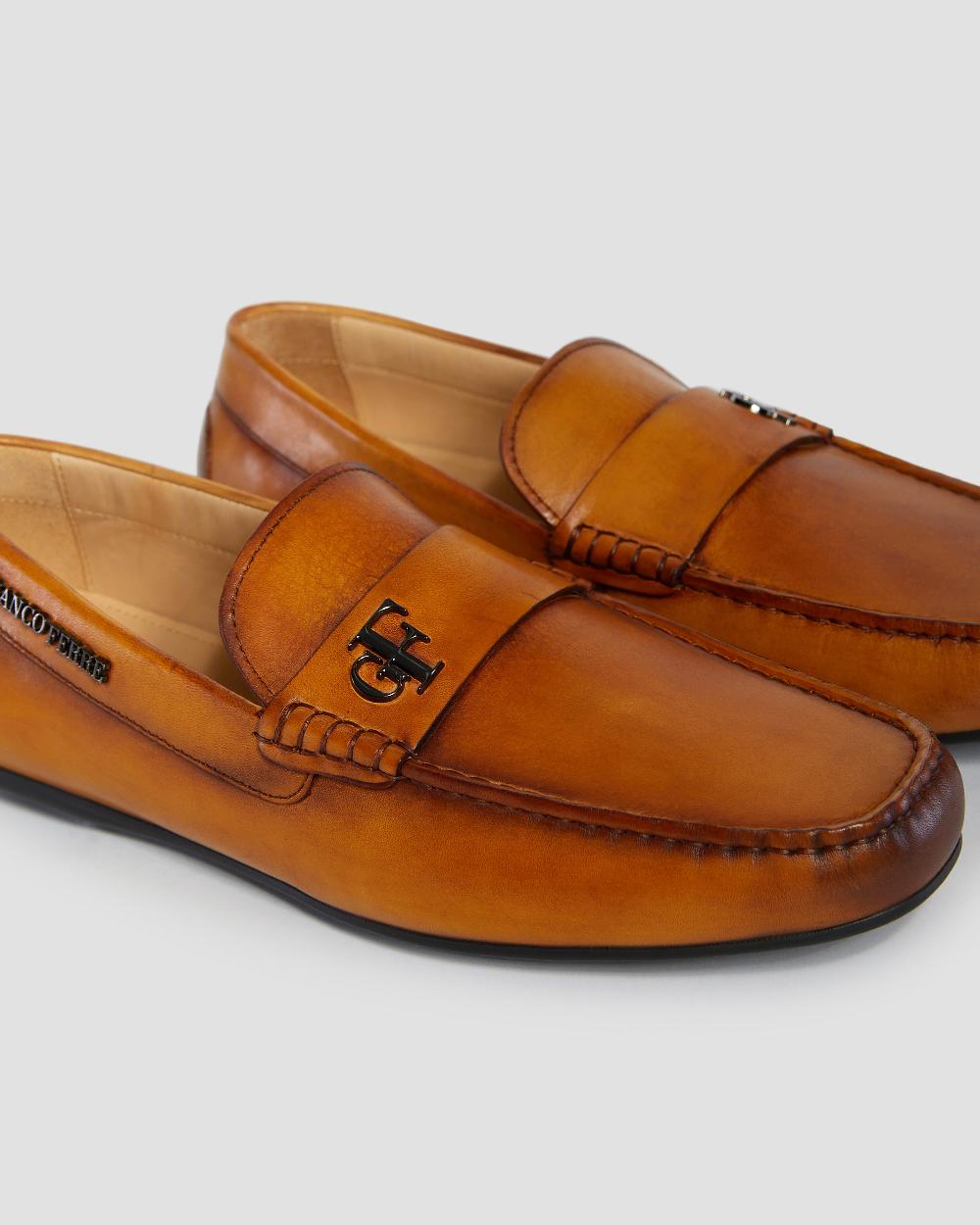 Gianfranco Ferre GF Monogram Moccasins Tan