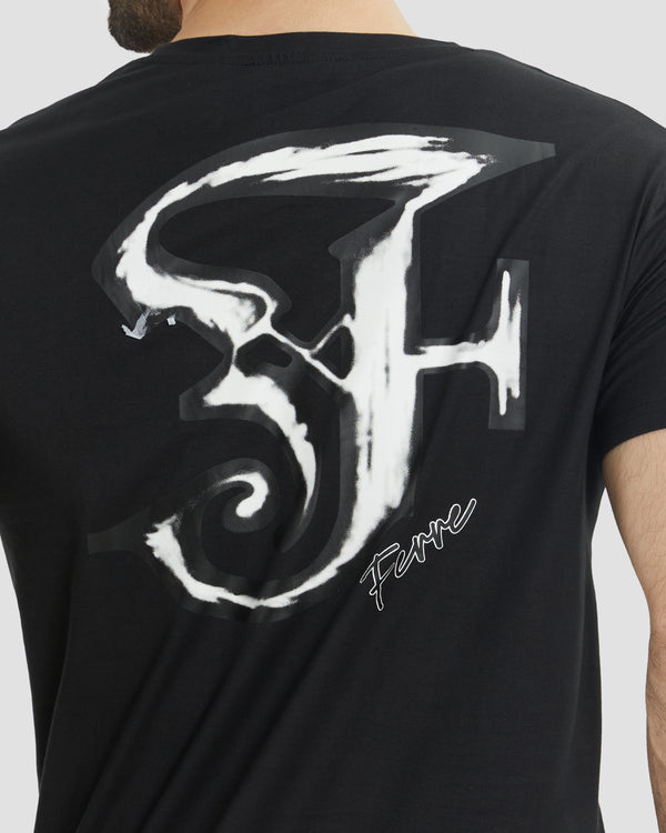 Gianfranco Ferre Gothic Brand Print T-Shirt Black