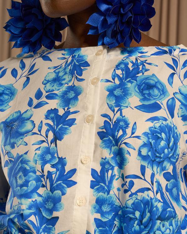 Gianfranco Ferre Gradient Floral Cropped Top Blue