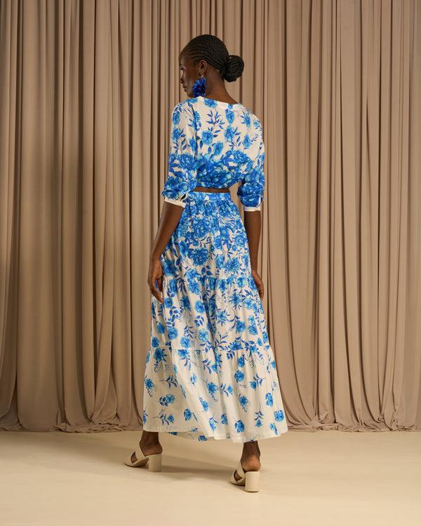 Gianfranco Ferre Gradient Floral Cropped Top Blue