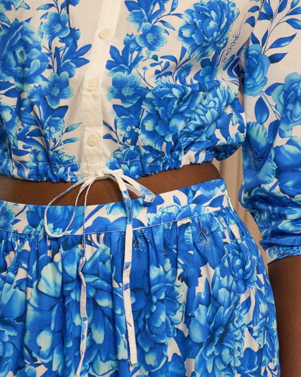 Gianfranco Ferre Gradient Floral Maxi Skirt Blue