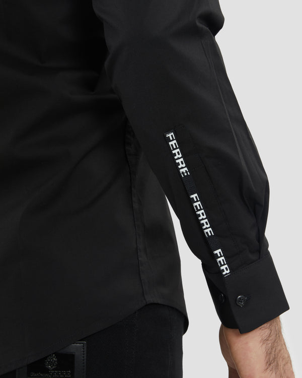 Gianfranco Ferre Jacquard Logo Tape Shirt Black