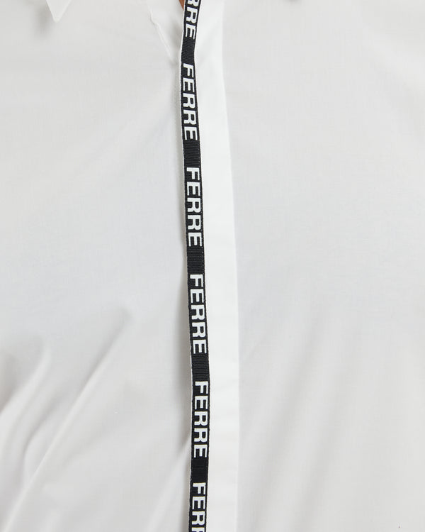 Gianfranco Ferre Jacquard Logo Tape Shirt White