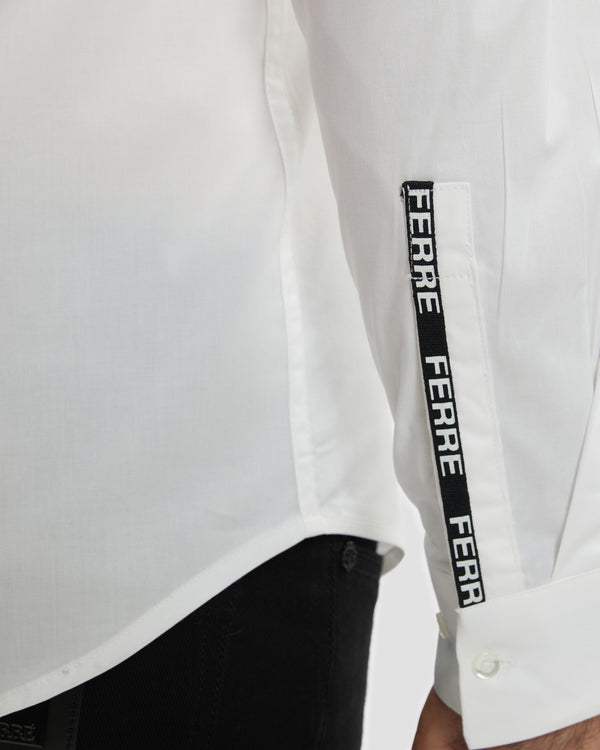 Gianfranco Ferre Jacquard Logo Tape Shirt White