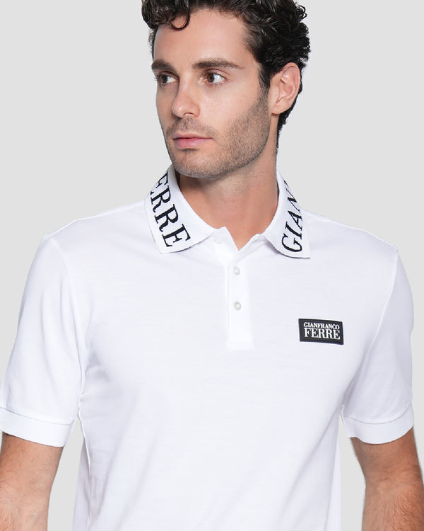 Gianfranco Ferre Jacquard Polo Shirt White