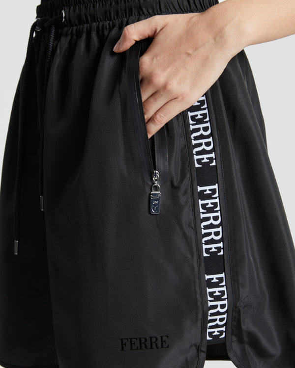 Gianfranco Ferre Jacquard Tape Track Shorts Black